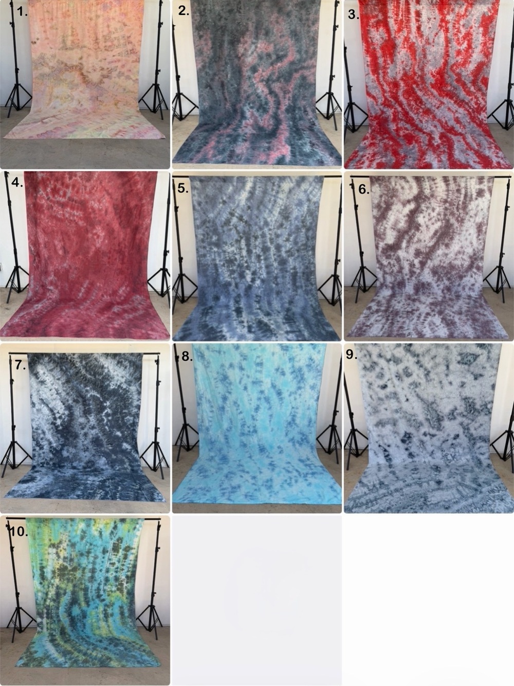 4 Pack Bundle Set 6x9 ft Photography Backdrop Abstract Tie-Dye Backgrounds